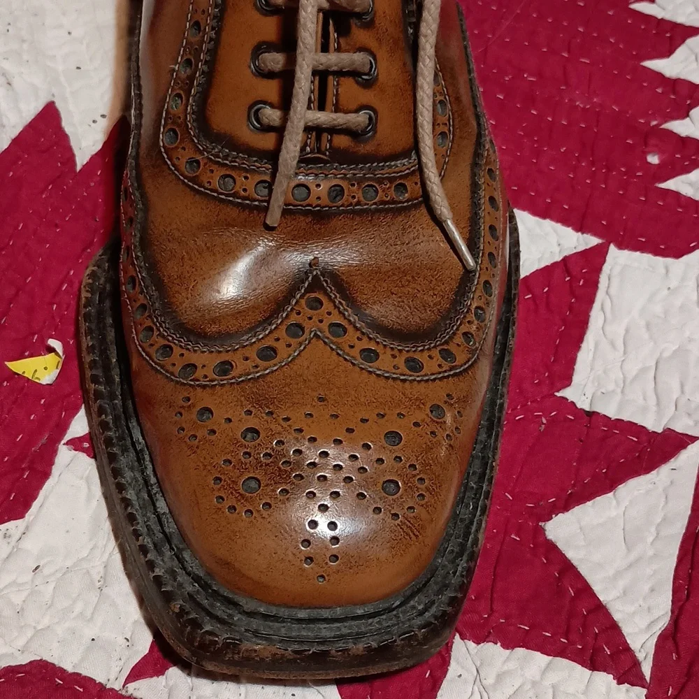 Vintage Mens Shoes Gilardini Italy Handmade Size 8 Spectator Brown Oxfords